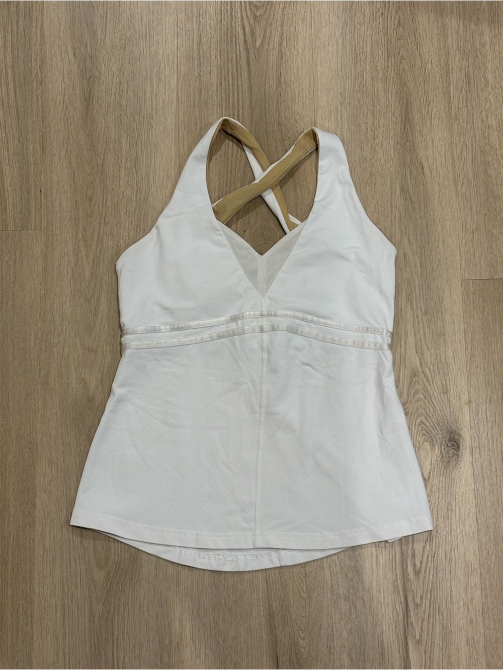 lululemon athletica White Cross-Back V-Neck Tank